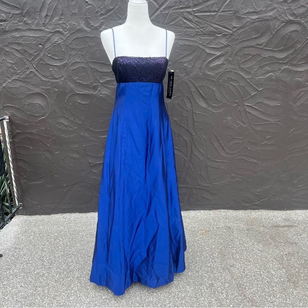 Vintage Y2K corset back prom maxi dress blue Morgan and Co. by Linda Bernell 11